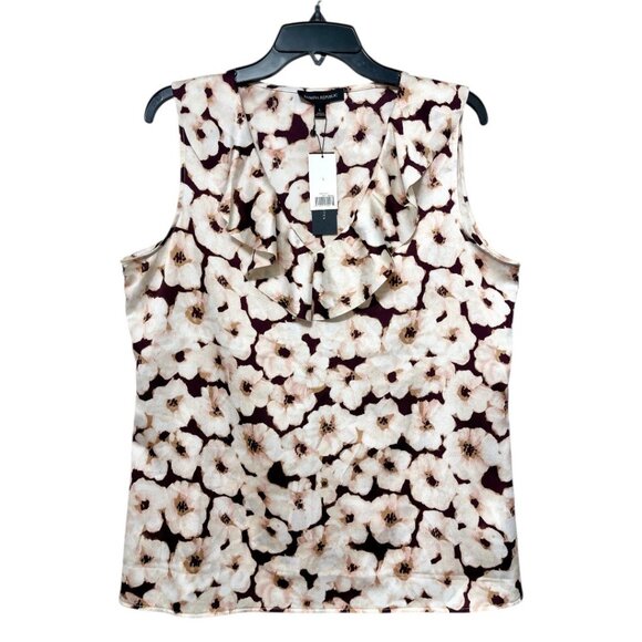 Banana Republic Womens Ruffled Sleeveless Blouse in Floral Print Size L - Picture 1 of 8